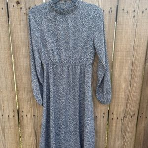 Ditsy blue modest dress.